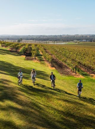 Friends on a bike ride with Sutton Estate Electric Bike Hire, Hunter Valley